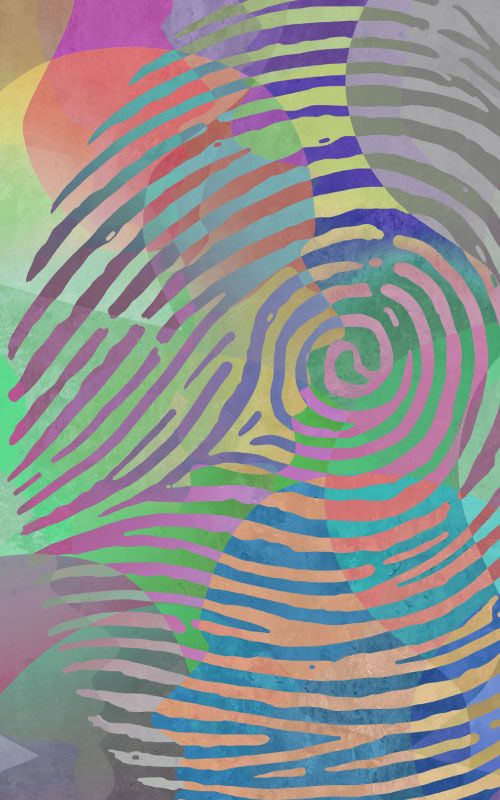 Colourful painting with fingerprint pattern